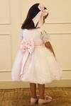 Shop_FAYON KIDS_Off White Organza Embellished Floral Lace Dress_at_Aza_Fashions