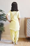 Shop_FAYON KIDS_Yellow Kurta Net Embroidery Crochet Lace Checkered And Dhoti Pant Set_at_Aza_Fashions