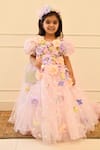 Buy_FAYON KIDS_Pink Net Embroidery 3d Floral Gown _at_Aza_Fashions