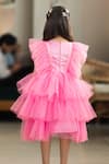 Shop_FAYON KIDS_Pink Net Embellished Pearl Yoke Dress_at_Aza_Fashions
