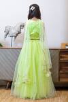 Shop_FAYON KIDS_Green Blouse Georgette Embroidery Sequin Placement Lehenga Set_at_Aza_Fashions