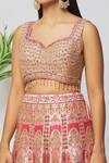 Shop_Samyukta Singhania_Pink Silk, Net, Crepe Beads, Zari, Pearls, Mughal Embroidered Bridal Lehenga Set_Online_at_Aza_Fashions