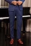 Philocaly_Blue Wool Blend Glen Checkered Blazer With Pant _Online_at_Aza_Fashions