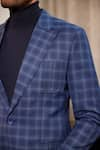 Shop_Philocaly_Blue Wool Blend Glen Checkered Blazer With Pant 