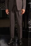 Philocaly_Grey Wool Blend Plaid Checkered Caffeine Blazer Pant Set _Online_at_Aza_Fashions