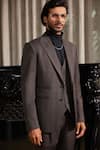 Buy_Philocaly_Grey Wool Blend Plaid Checkered Caffeine Blazer Pant Set _Online_at_Aza_Fashions