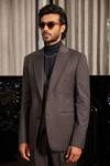 Shop_Philocaly_Grey Wool Blend Plaid Checkered Caffeine Blazer Pant Set _Online_at_Aza_Fashions
