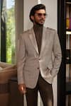 Philocaly_Grey Wool Blend Chequered Archies Blazer _Online_at_Aza_Fashions