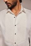 Buy_Philocaly_White 100% Cotton Embroidery Cutdana Beads Seraphic Tuxedo Shirt _Online_at_Aza_Fashions