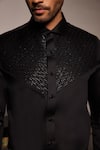 Shop_Philocaly_Black 100% Cotton Embroidery Pintuck Vesta Bodice Shirt _Online_at_Aza_Fashions