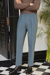 Philocaly_Blue Polyester Blend Plain Cabaret Straight Fit Trouser _Online_at_Aza_Fashions