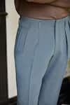 Buy_Philocaly_Blue Polyester Blend Plain Cabaret Straight Fit Trouser _Online_at_Aza_Fashions