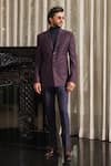 Shop_Philocaly_Blue Wool Blend Dupplin Check Dusk Print Blazer _at_Aza_Fashions