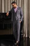 Buy_Philocaly_Grey Wool Pinstripe Pattern Trouser_at_Aza_Fashions