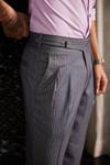 Buy_Philocaly_Grey Wool Pinstripe Pattern Trouser_Online_at_Aza_Fashions