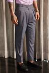 Shop_Philocaly_Grey Wool Pinstripe Pattern Trouser_Online_at_Aza_Fashions