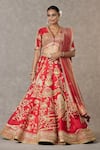 Buy_Masaba_Red Lehenga And Blouse Raw Silk Woven & Embroidered Bagh-e-bahar Bridal Set _at_Aza_Fashions