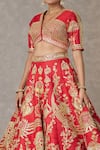 Masaba_Red Lehenga And Blouse Raw Silk Woven & Embroidered Bagh-e-bahar Bridal Set _Online_at_Aza_Fashions