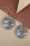 Shop_Sangeeta Boochra_Silver Plated Lubena Floral Tribal Earrings _at_Aza_Fashions