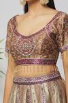 Shop_Samyukta Singhania_Gold Blouse And Lehenga Pure Silk Embroidered Floral Round Bridal Set _Online_at_Aza_Fashions