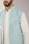 Kasbah_Blue Silk Embroidered Mirrorwork Long Shrug _Online_at_Aza_Fashions