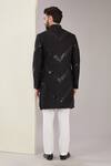 Shop_Kasbah_Black Silk Sequins, Embroidery Chevron Sherwani_at_Aza_Fashions