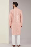 Shop_Kasbah_Peach Silk Embroidered Mirrorwork Kurta _at_Aza_Fashions