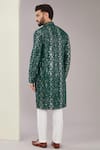 Shop_Kasbah_Green Silk Embroidered Mirrorwork Floral Kurta _at_Aza_Fashions