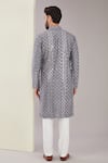 Shop_Kasbah_Grey Silk Embroidered Mirrorwork Geometric Kurta_at_Aza_Fashions