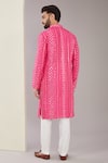 Shop_Kasbah_Pink Silk Embroidered Mirrorwork Geometric Pattern Kurta _at_Aza_Fashions