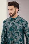 Kasbah_Blue Silk Embroidered Thread Circular Pattern Kurta _Online_at_Aza_Fashions