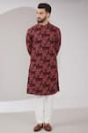 Buy_Kasbah_Maroon Silk Embroidered Foliage Kurta _at_Aza_Fashions