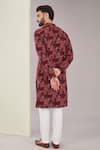 Shop_Kasbah_Maroon Silk Embroidered Foliage Kurta _at_Aza_Fashions