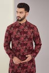 Kasbah_Maroon Silk Embroidered Foliage Kurta _Online_at_Aza_Fashions