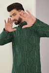 Kasbah_Green Silk Embroidery Chikankari Thread Kurta Set _Online_at_Aza_Fashions