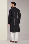 Shop_Kasbah_Black Silk Embroidery Thread Geometric Kurta _at_Aza_Fashions