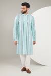Buy_Kasbah_Blue Georgette, Cotton Mirrors, Embroidery Work Kurta Set _at_Aza_Fashions