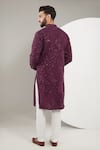 Shop_Kasbah_Maroon Silk Sequins, Embroidery Floral Kurta _at_Aza_Fashions