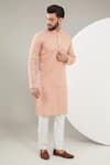 Buy_Kasbah_Peach Silk Embroidery Chikankari Thread Floral Work Kurta Set _at_Aza_Fashions