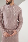 Kasbah_Purple Silk Embroidery Foil Mirror Work Kurta _Online_at_Aza_Fashions