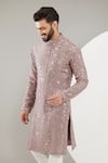 Buy_Kasbah_Purple Silk Embroidery Foil Mirror Work Kurta _Online_at_Aza_Fashions