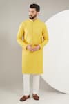 Buy_Kasbah_Yellow Silk Embroidery Thread Chikankari Floral Work Kurta Set _at_Aza_Fashions