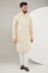 Buy_Kasbah_White Georgette Embroidered Sequin Floral Thread Work Kurta _at_Aza_Fashions