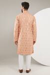 Shop_Kasbah_Peach Silk, Cotton Sequins, Embroidery Thread And Kurta Set _at_Aza_Fashions