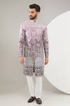 Buy_Kasbah_Purple Silk Embroidery Ombre Threadwork Sherwani Set _at_Aza_Fashions