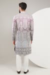 Shop_Kasbah_Purple Silk Embroidery Ombre Threadwork Sherwani Set _at_Aza_Fashions