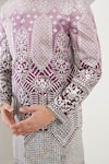 Kasbah_Purple Silk Embroidery Ombre Threadwork Sherwani Set _Online_at_Aza_Fashions