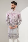 Buy_Kasbah_Purple Silk Embroidery Ombre Threadwork Sherwani Set _Online_at_Aza_Fashions