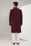 Shop_Kasbah_Maroon Velvet Embroidered Cutdana Sherwani Set _at_Aza_Fashions