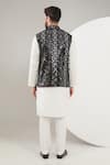 Shop_Kasbah_Black Silk Embroidered Mirror Nehru Jacket _at_Aza_Fashions